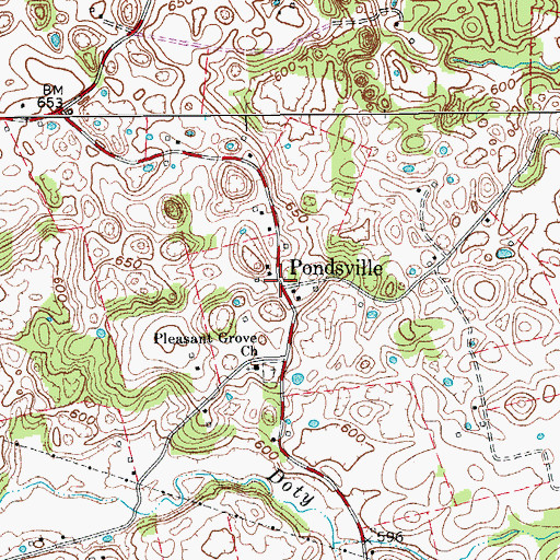 Topographic Map of Pondsville, KY
