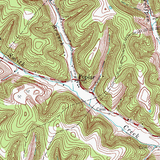 Topographic Map of Poplar, KY
