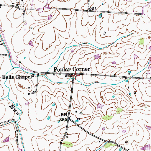 Topographic Map of Poplar Corner, KY