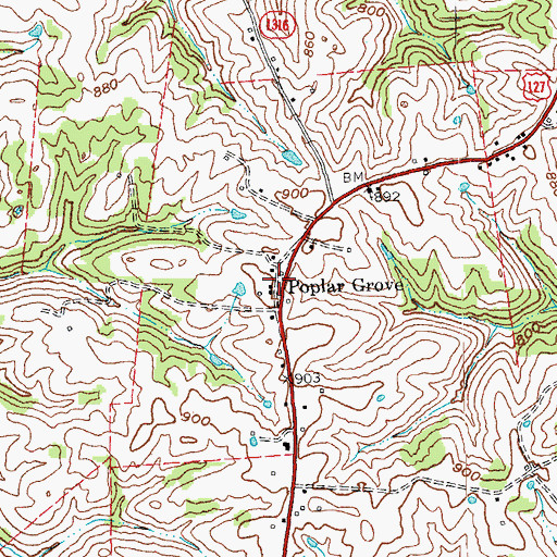 Topographic Map of Poplar Grove, KY