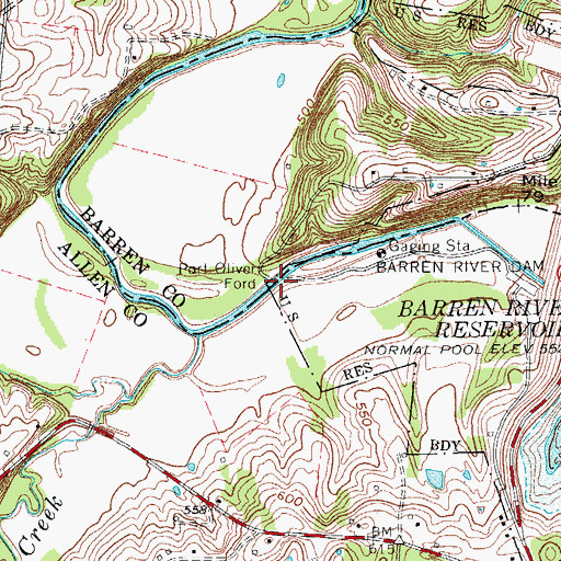 Topographic Map of Port Oliver Ford, KY