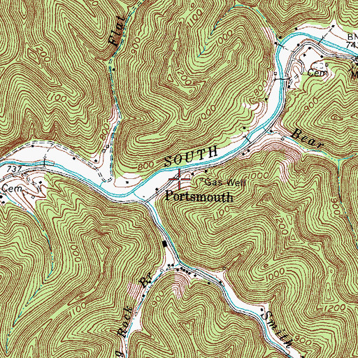 Topographic Map of Portsmouth, KY