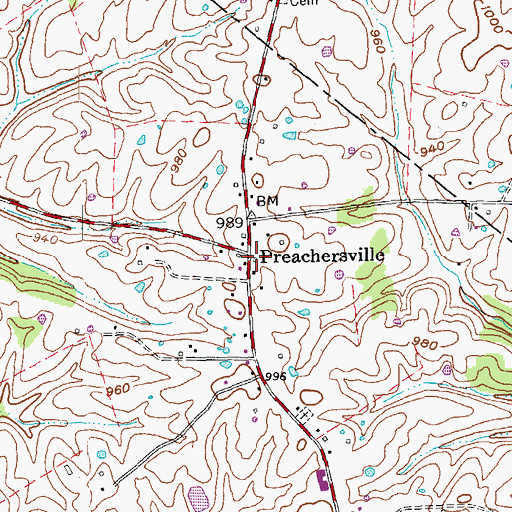 Topographic Map of Preachersville, KY