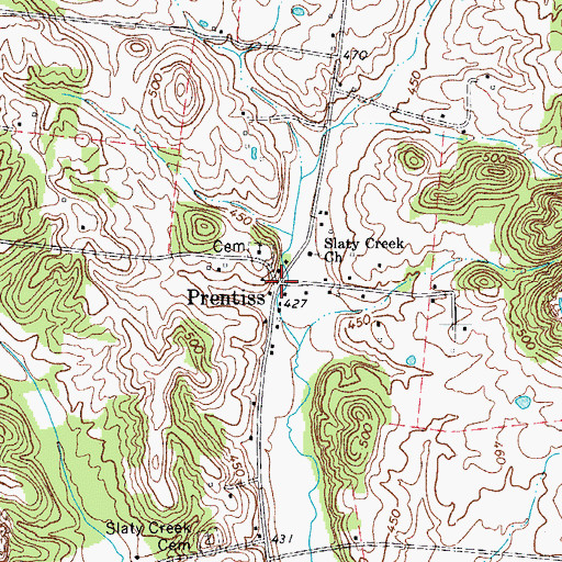 Topographic Map of Prentiss, KY
