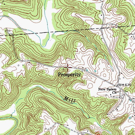 Topographic Map of Prosperity, KY