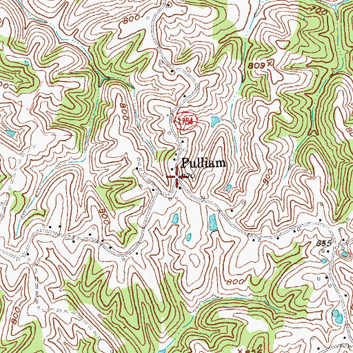 Topographic Map of Pulliam, KY