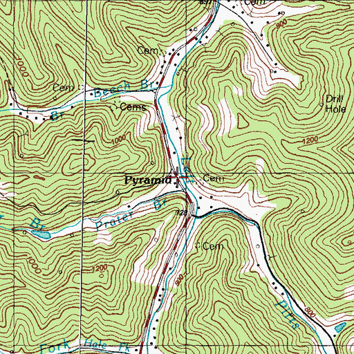 Topographic Map of Pyramid, KY