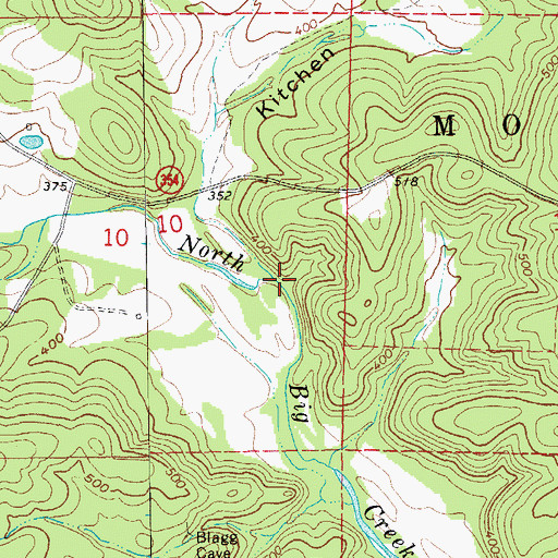 Topographic Map of Kitchen Hollow, AR