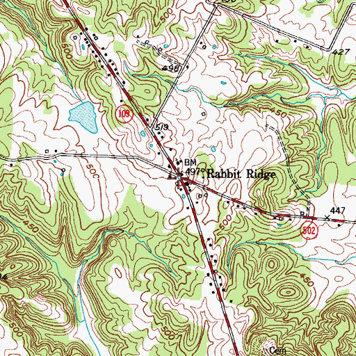 Topographic Map of Rabbit Ridge, KY
