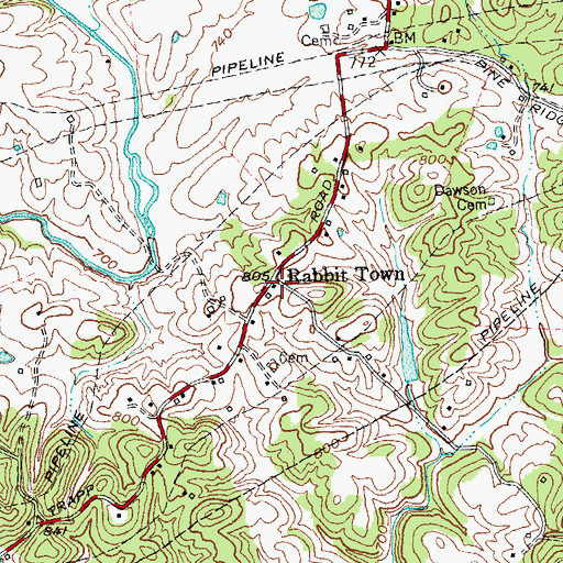 Topographic Map of Rabbit Town, KY