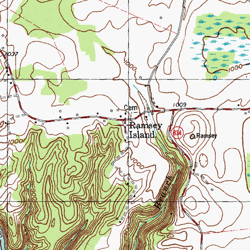 Topographic Map of Ramsey Island, KY