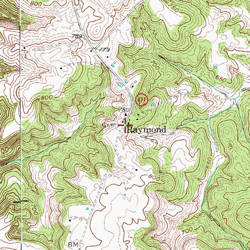 Topographic Map of Raymond, KY
