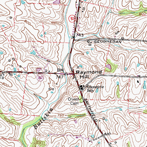 Topographic Map of Raymond Hill, KY