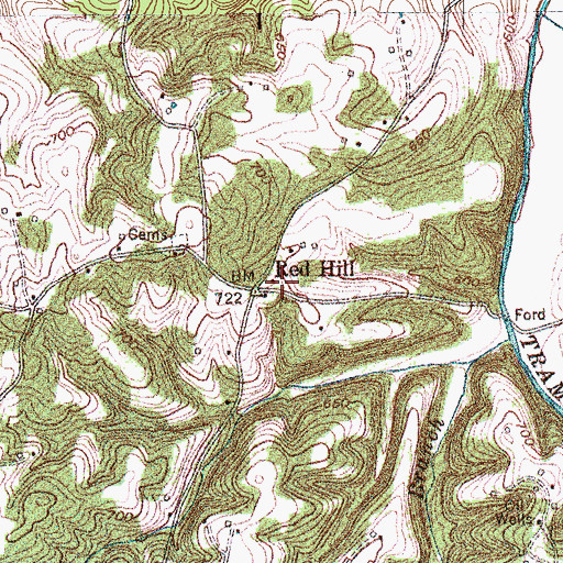 Topographic Map of Red Hill, KY
