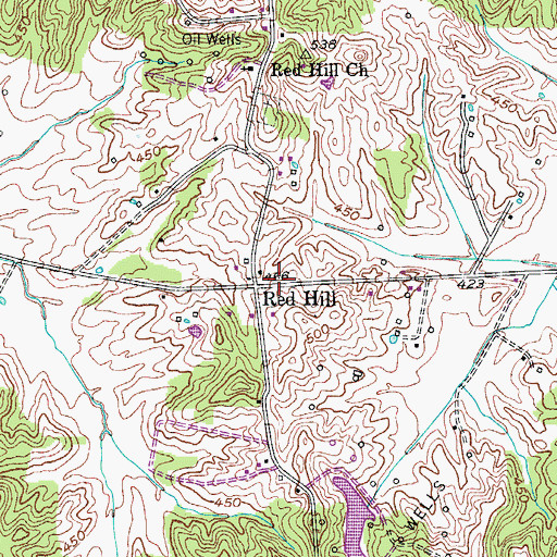 Topographic Map of Red Hill, KY