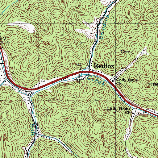 Topographic Map of Redfox, KY