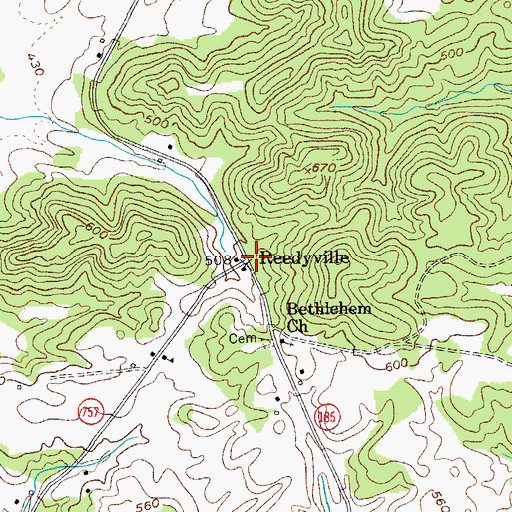 Topographic Map of Reedyville, KY
