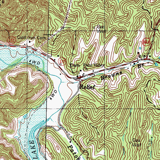 Topographic Map of Relief, KY