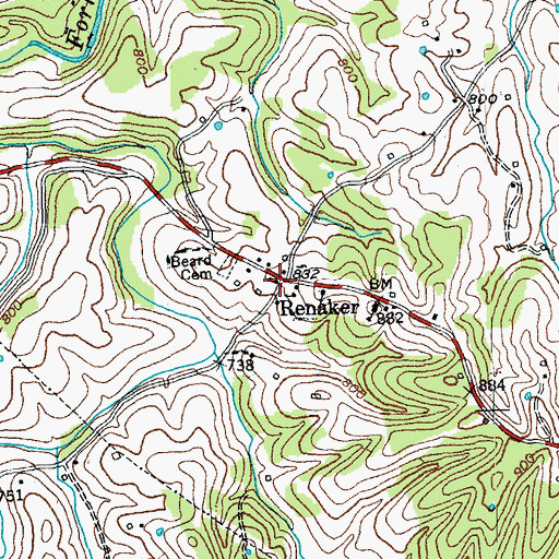 Topographic Map of Renaker, KY