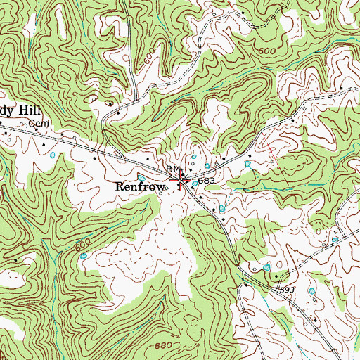 Topographic Map of Renfrow, KY