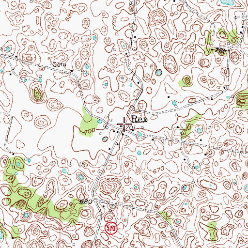 Topographic Map of Rex, KY