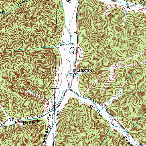 Topographic Map of Rexton, KY