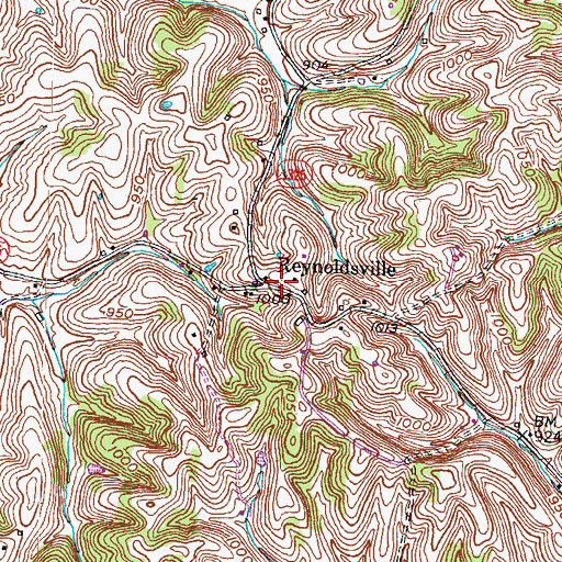 Topographic Map of Reynoldsville, KY