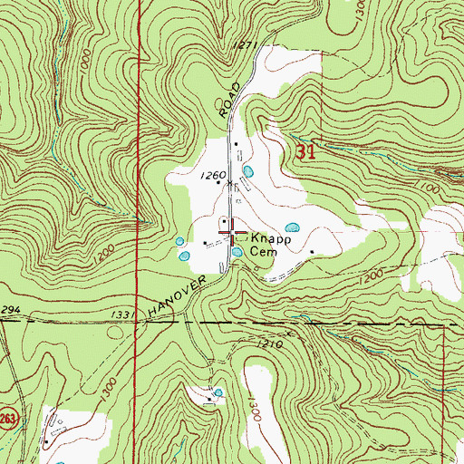 Topographic Map of Knapp Cemetery, AR