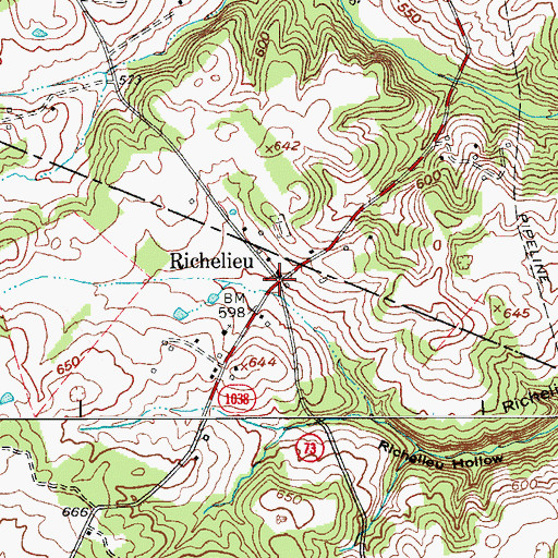 Topographic Map of Richelieu, KY