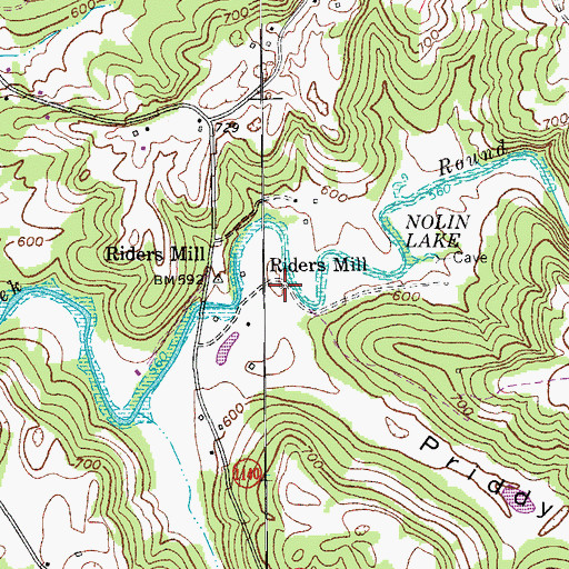 Topographic Map of Riders Mill, KY