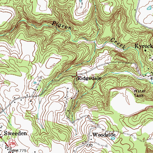 Topographic Map of Ridgedale, KY