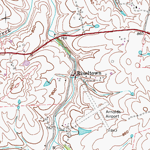 Topographic Map of Rineltown, KY