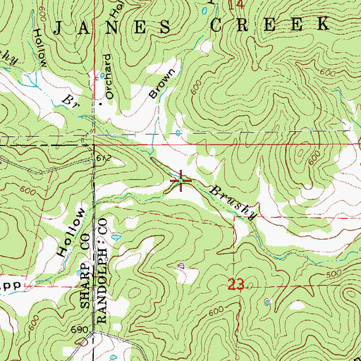 Topographic Map of Knapp Hollow, AR