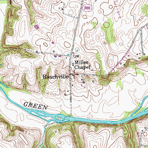 Topographic Map of Roachville, KY
