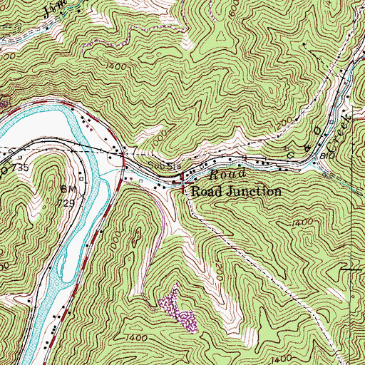 Topographic Map of Road Junction, KY