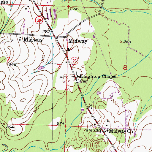 Topographic Map of Knighton Chapel, AR
