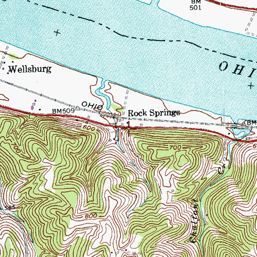 Topographic Map of Rock Springs, KY