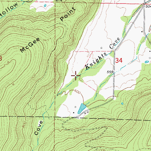 Topographic Map of Knights Cove, AR