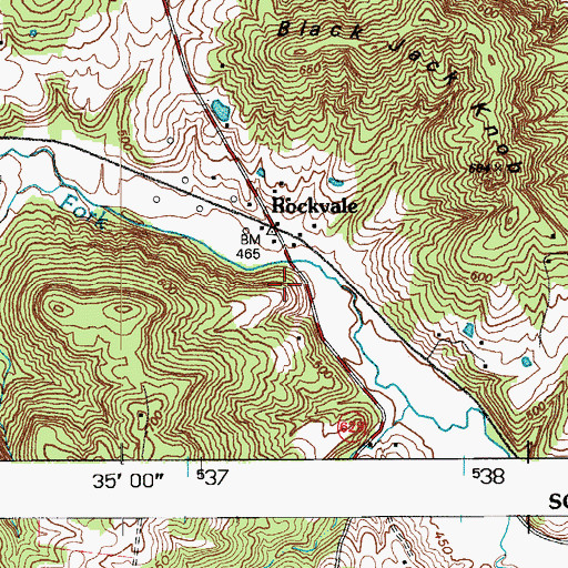 Topographic Map of Rockvale, KY