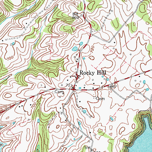 Topographic Map of Rocky Hill, KY