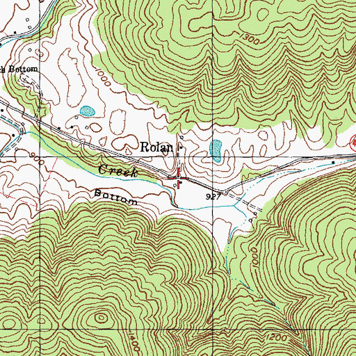 Topographic Map of Rolan, KY