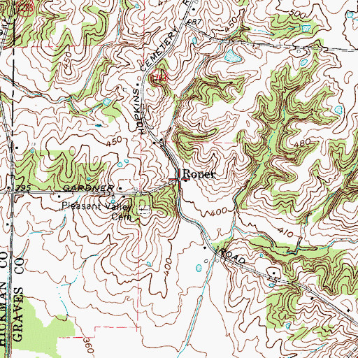 Topographic Map of Roper, KY