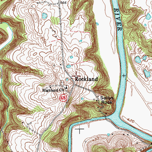 Topographic Map of Rockland, KY