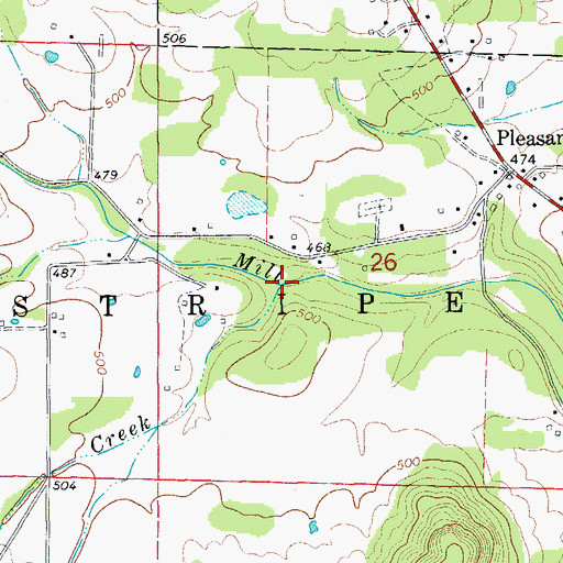 Topographic Map of Knights Cove Creek, AR
