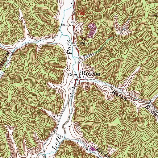 Topographic Map of Roscoe, KY