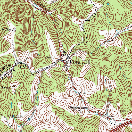 Topographic Map of Rose Hill, KY