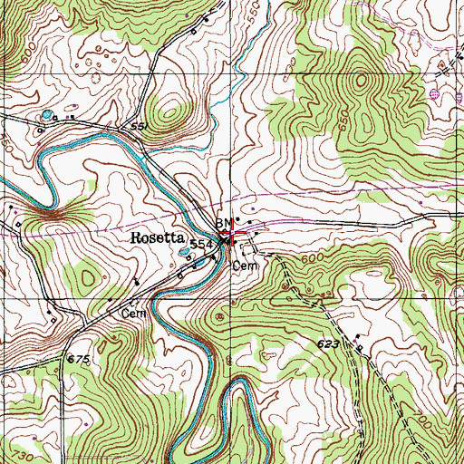 Topographic Map of Rosetta, KY