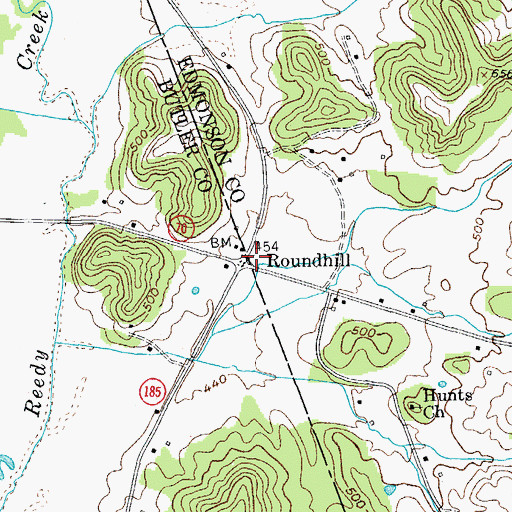 Topographic Map of Roundhill, KY