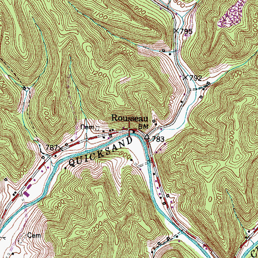 Topographic Map of Rousseau, KY