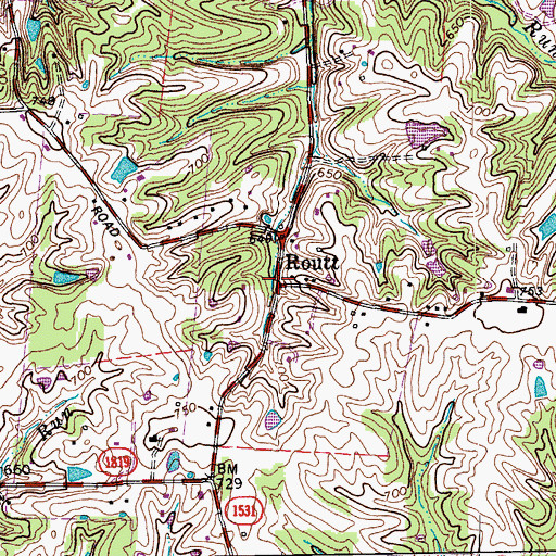 Topographic Map of Routt, KY